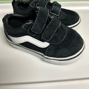 Vans Kids Black and White Velcro Sneakers